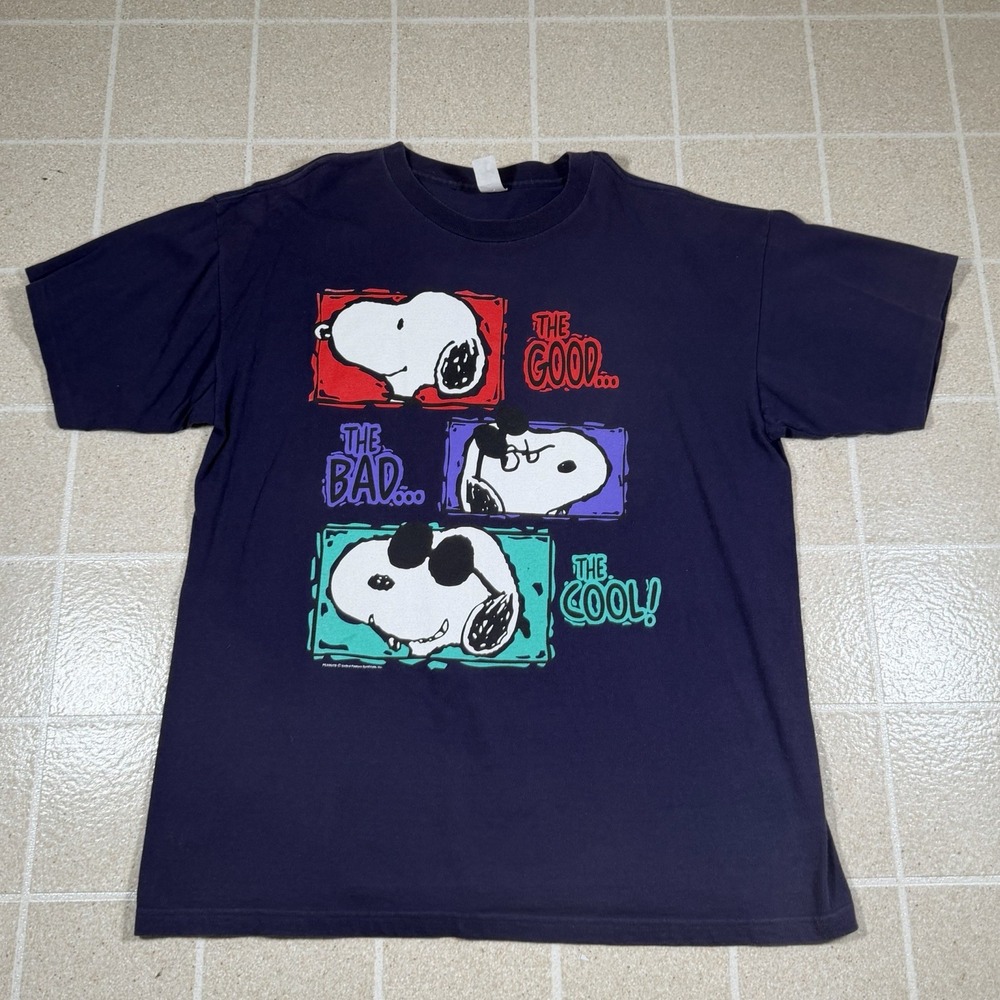 Vintage Peanuts Snoopy The Good, The Bad, and The Cool T Shirt Made In USA  XL